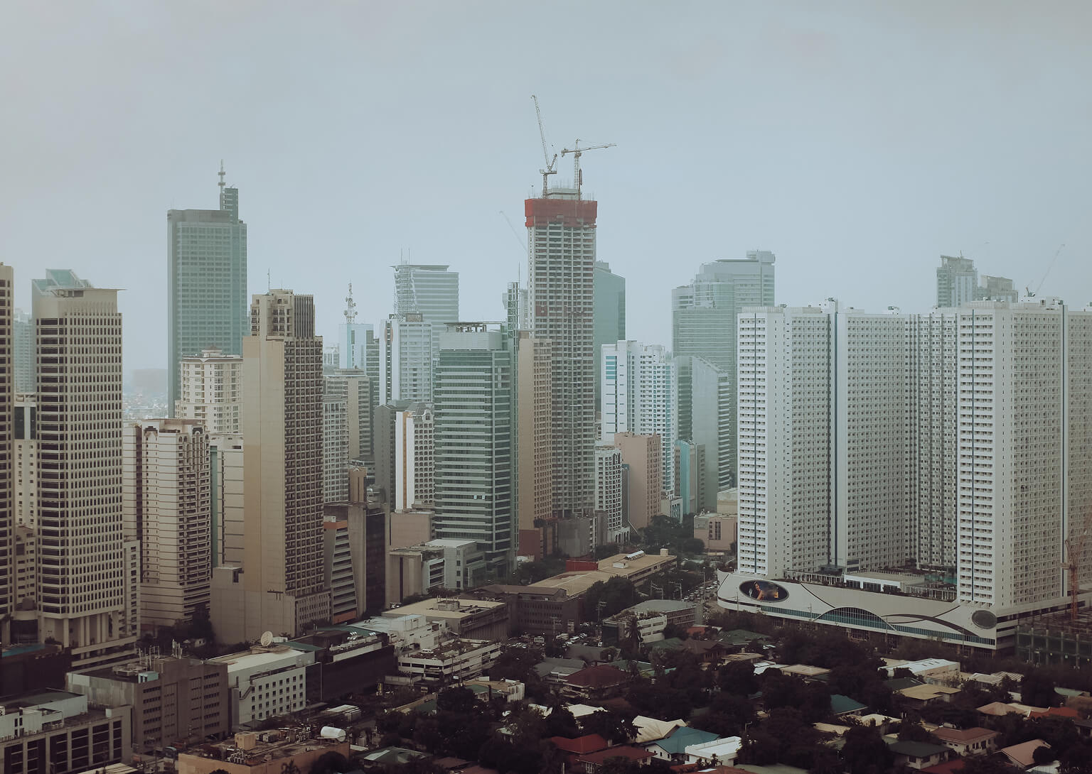 Misty cityscape in Manila.
