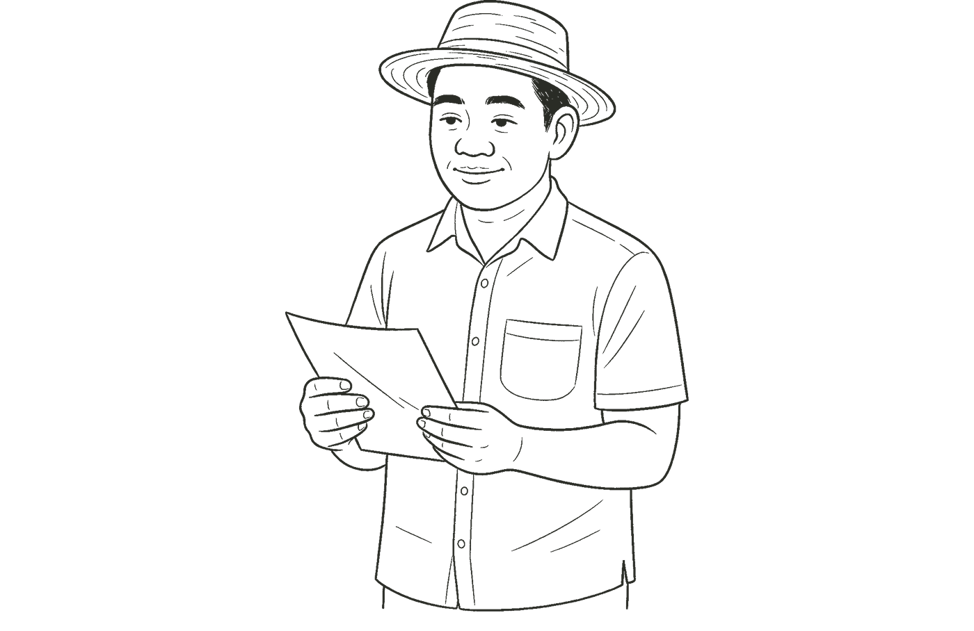 Illustration of man holding a piece of paper