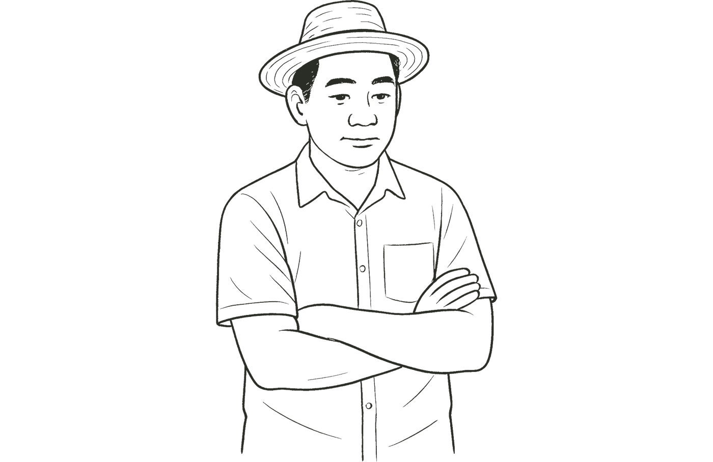 Illustration of man standing with his arms crossed.